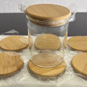 Glass Jars with Bamboo Lids set of 10